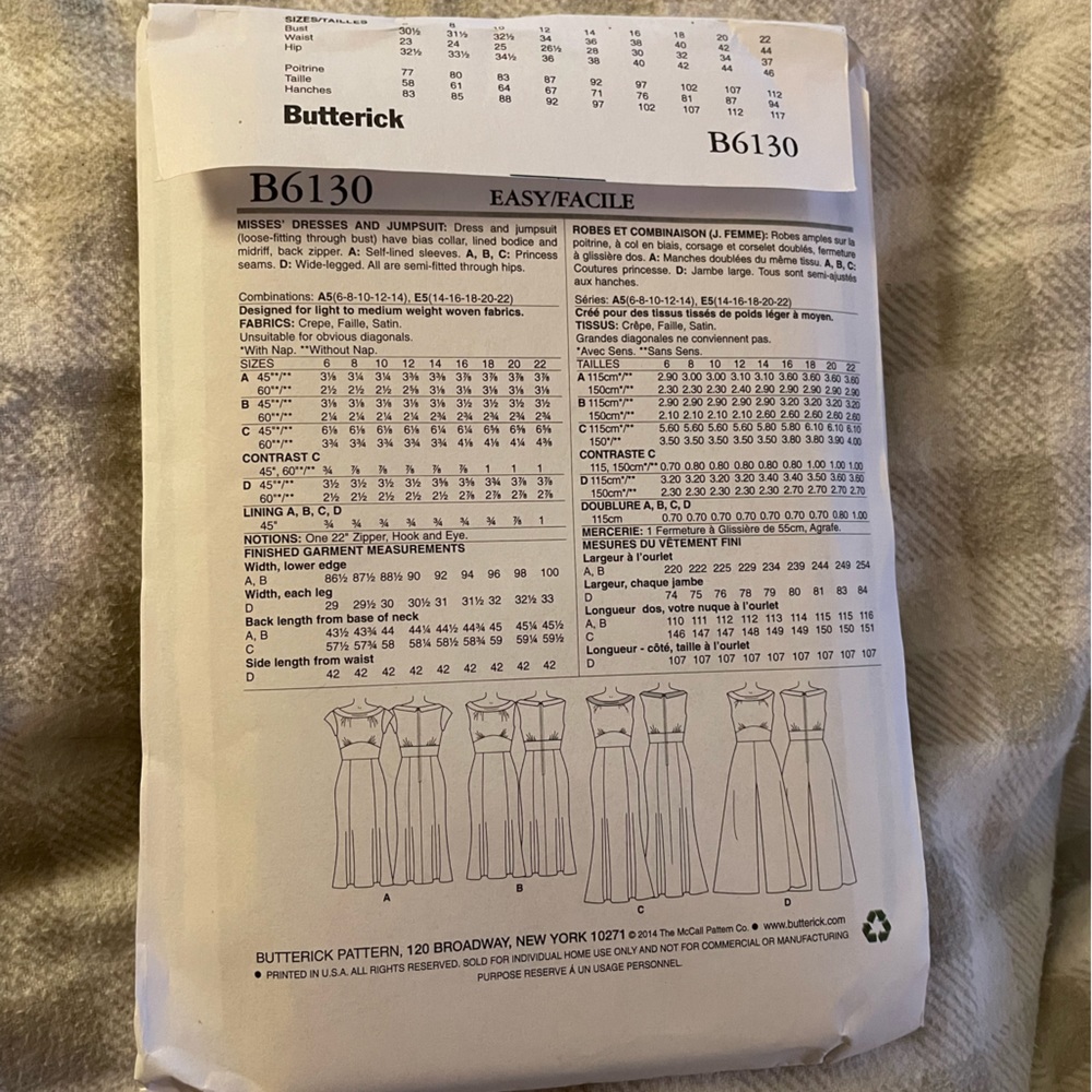 Butterick sewing pattern - Picture 2 of 2